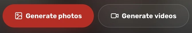 Controls offering Generate photos and Generate videos.